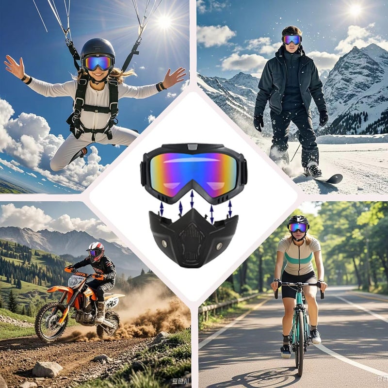 OQUQO Airsoft Mask Full Face, Paintball Mask, Tactical Mask, Motorcycle Helmet Goggles with Removable Face Mask for Men Women - Image 2